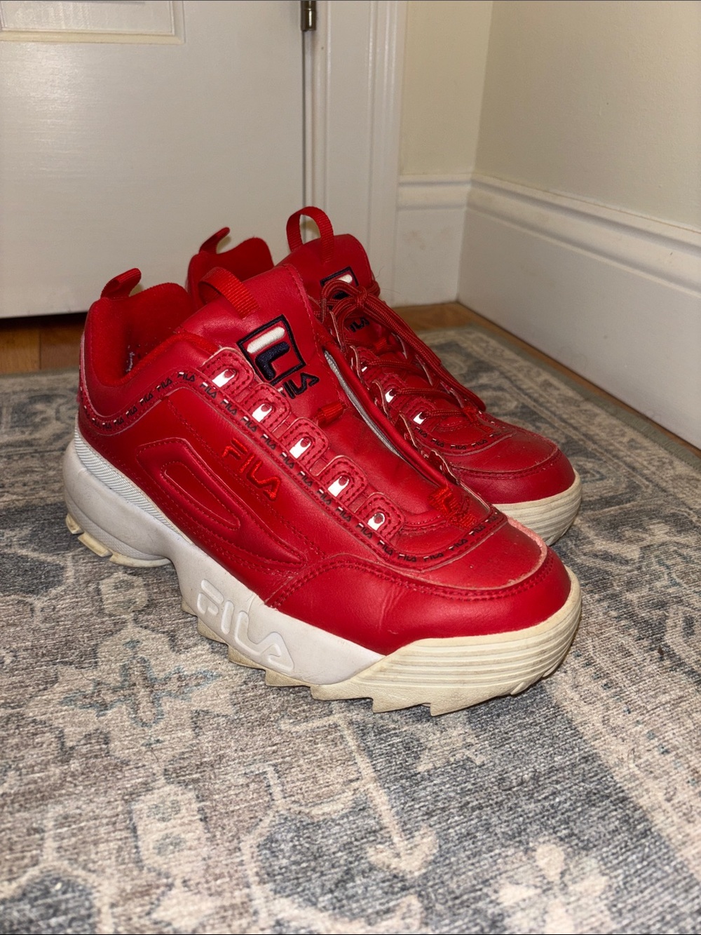 Fila Red Chunky Platform Sneakers